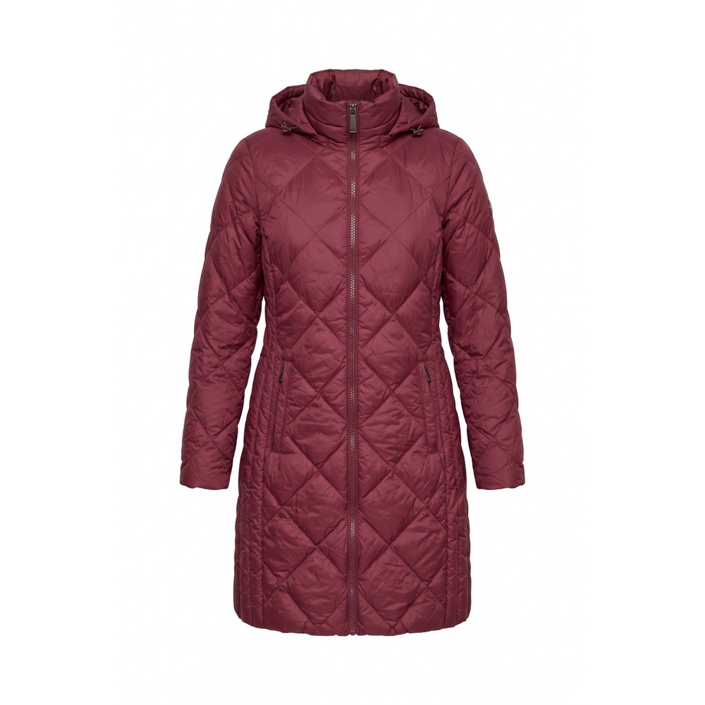 Michael Kors Womens Burgundy Packable Down Puffer Coat Hooded Quilted Jacket S